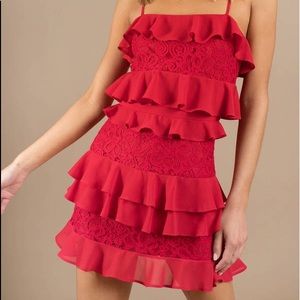 Tobi Red Ruffle Dress